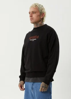 Sweaters & Hoodies<Afends Ember  - Crew Neck Jumper Black
