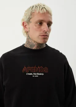 Sweaters & Hoodies<Afends Ember  - Crew Neck Jumper Black