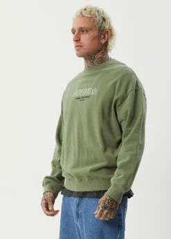 Sweaters & Hoodies<Afends Ember  - Crew Neck Jumper Oil Green
