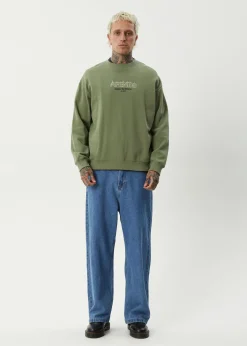 Sweaters & Hoodies<Afends Ember  - Crew Neck Jumper Oil Green
