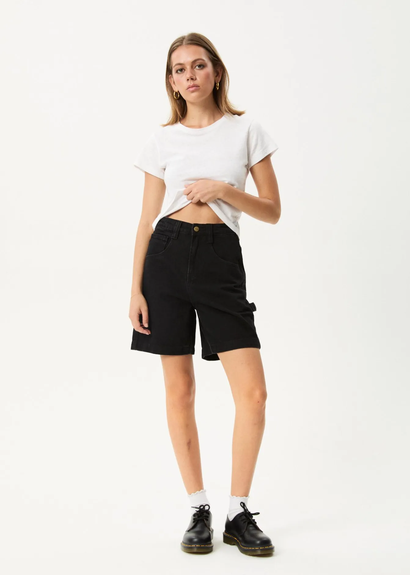 Shorts|Essentials<Afends Emilie - Denim Workwear Short Washed Black
