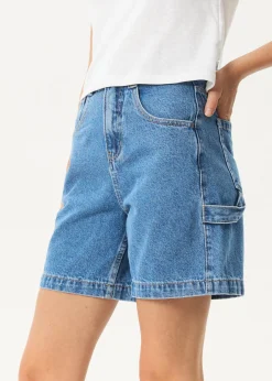 Shorts|Essentials<Afends Emilie  - Denim Workwear Short Worn Blue