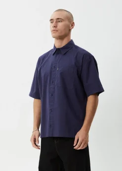 Shirts<Afends Everyday  - Short Sleeve Shirt Deep Sea