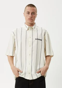 Shirts<Afends Fineline  - Short Sleeve Shirt Limestone