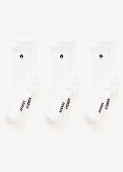 Accessories|Accessories<Afends Flame  - Socks Three Pack White