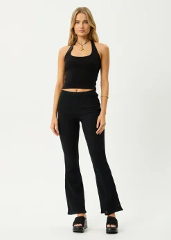 Pants|Sets & Co-Ords<Afends Focus  - Seersucker Flare Pant Black