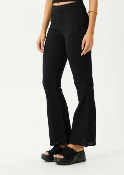 Pants|Sets & Co-Ords<Afends Focus - Seersucker Flare Pant Black