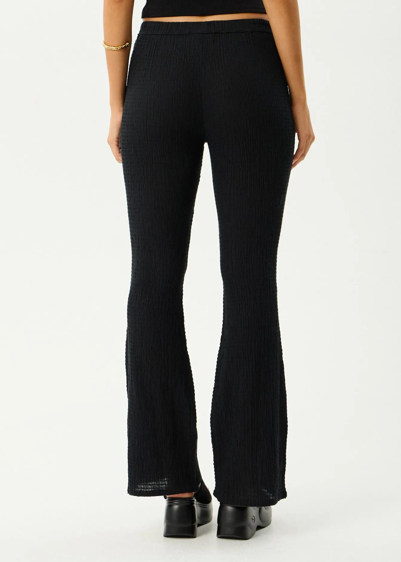 Pants|Sets & Co-Ords<Afends Focus - Seersucker Flare Pant Black
