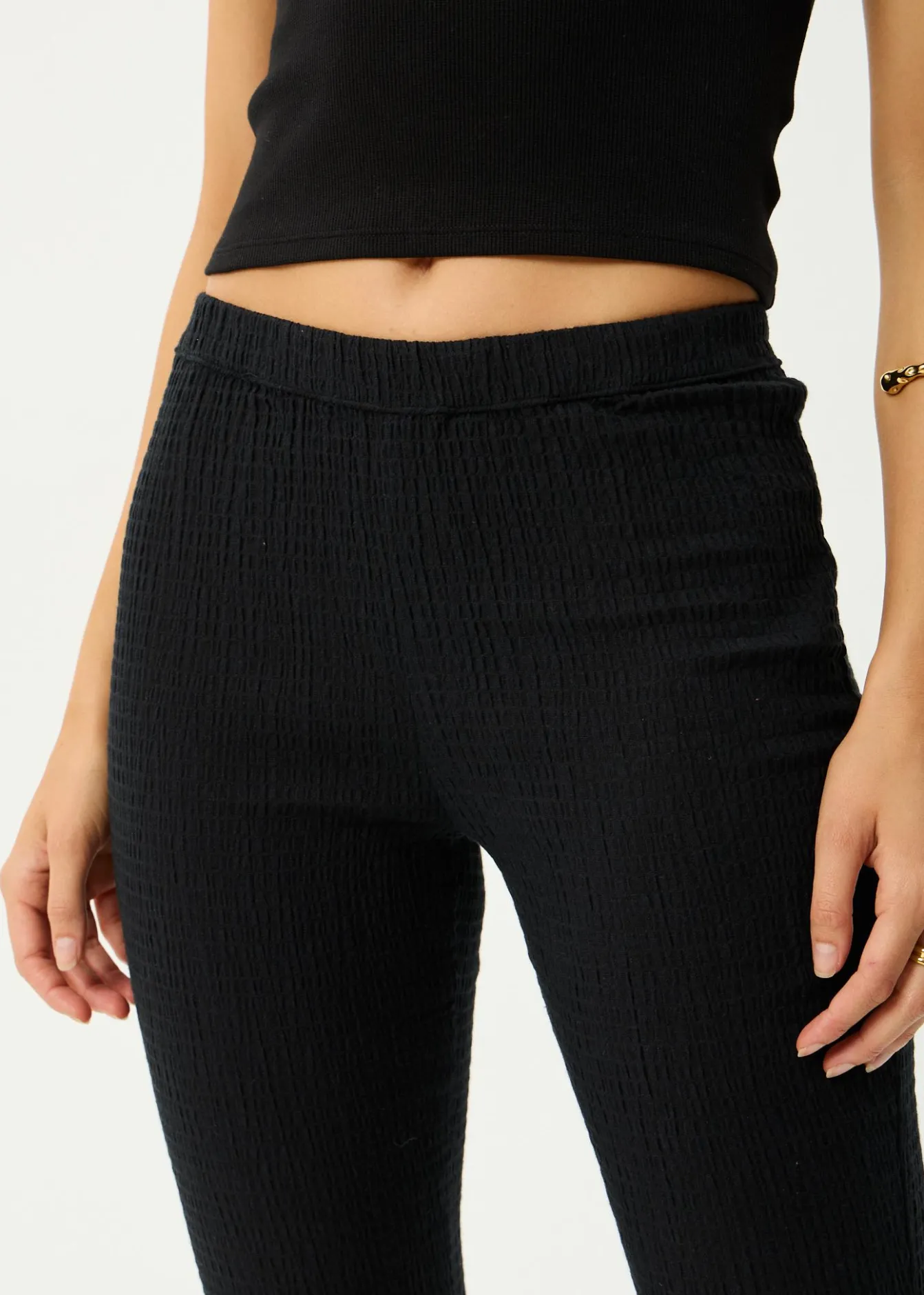Pants|Sets & Co-Ords<Afends Focus - Seersucker Flare Pant Black
