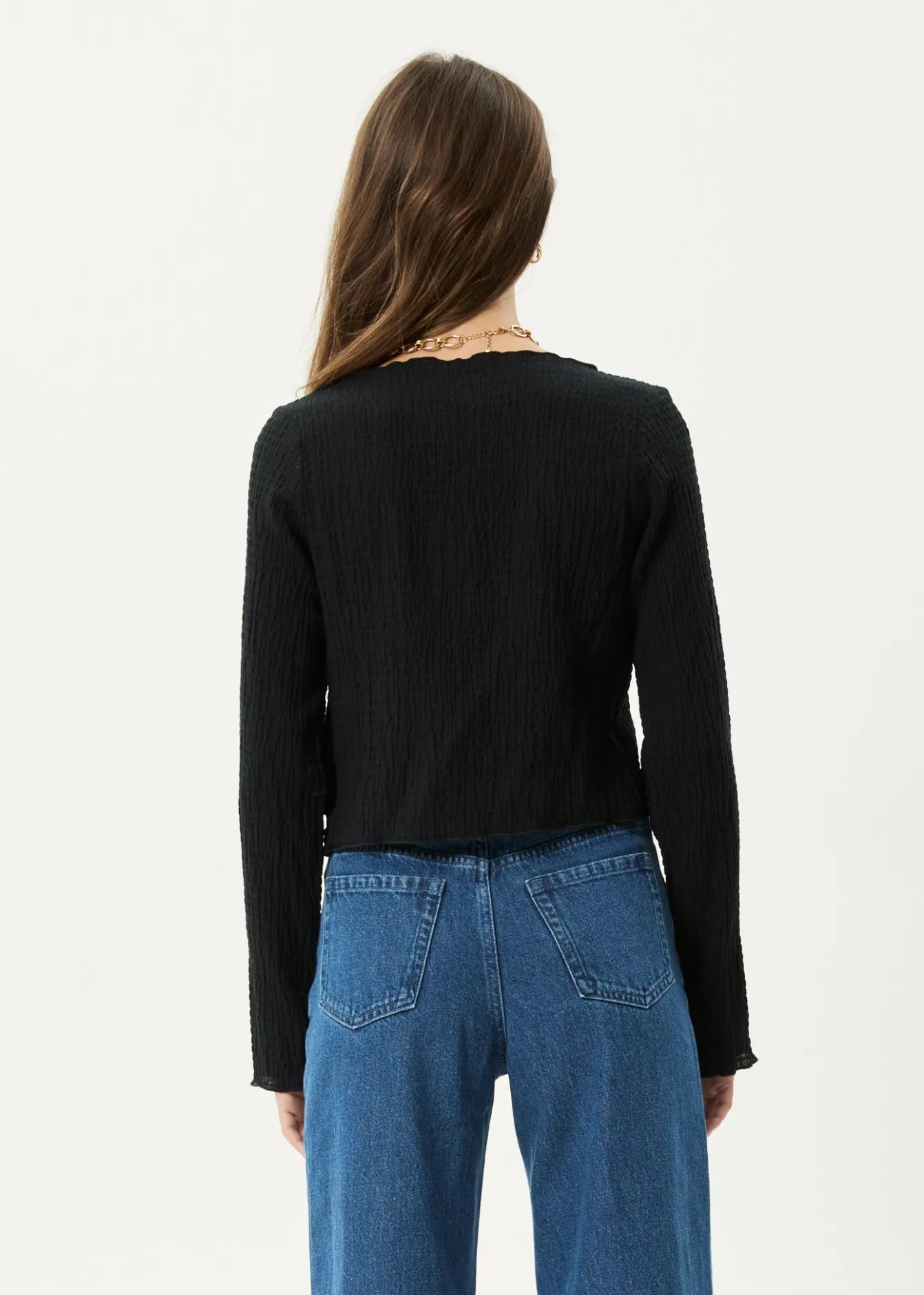 Long Sleeve<Afends Focus - Seersucker Long Sleeve Top Black