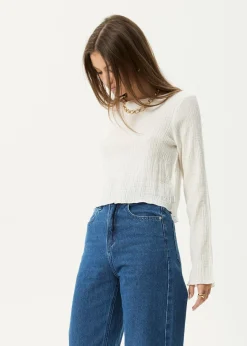 Long Sleeve<Afends Focus - Seersucker Long Sleeve Top Off White