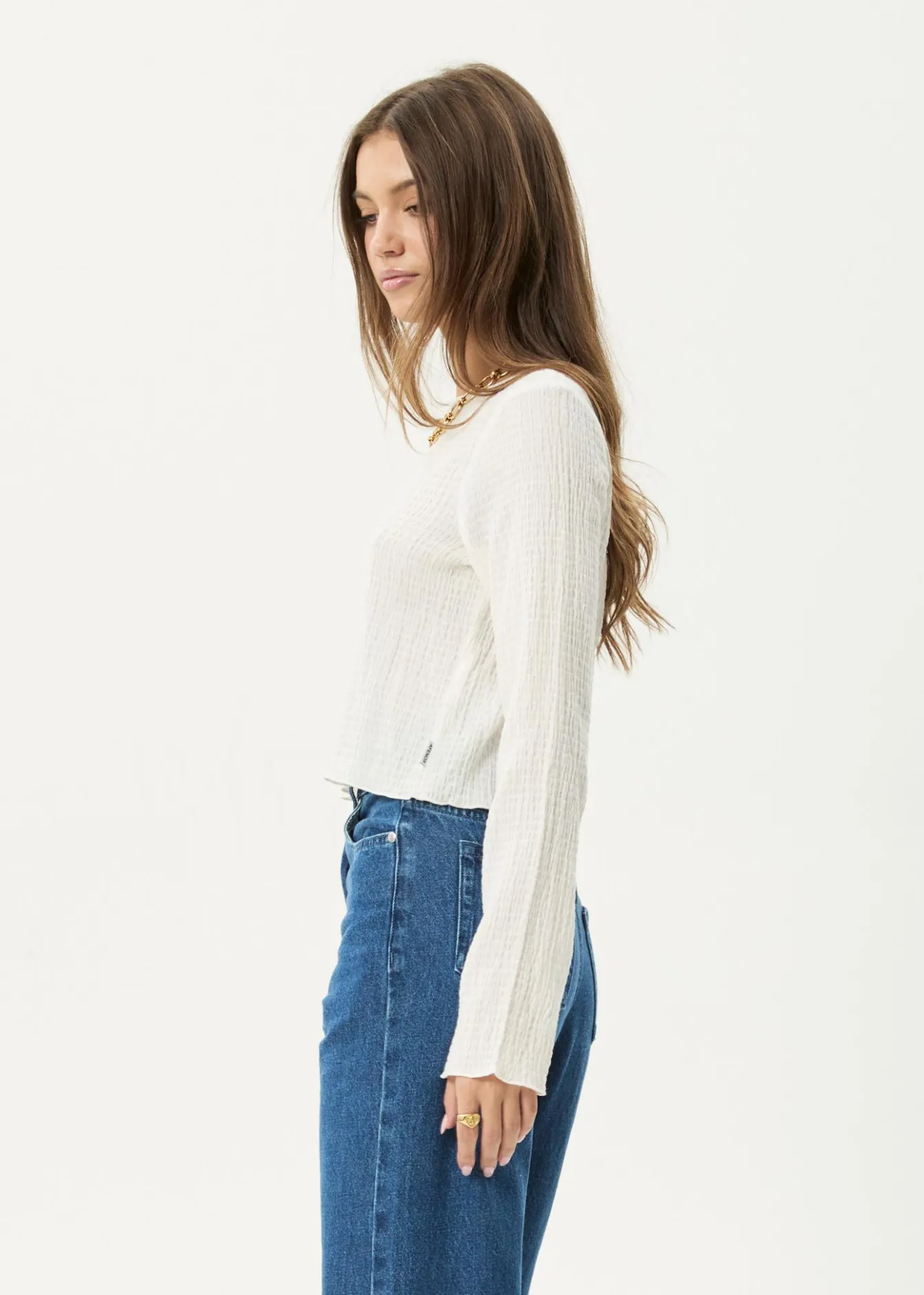 Long Sleeve<Afends Focus - Seersucker Long Sleeve Top Off White