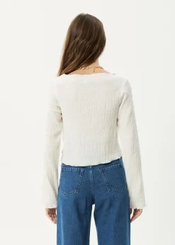 Long Sleeve<Afends Focus - Seersucker Long Sleeve Top Off White
