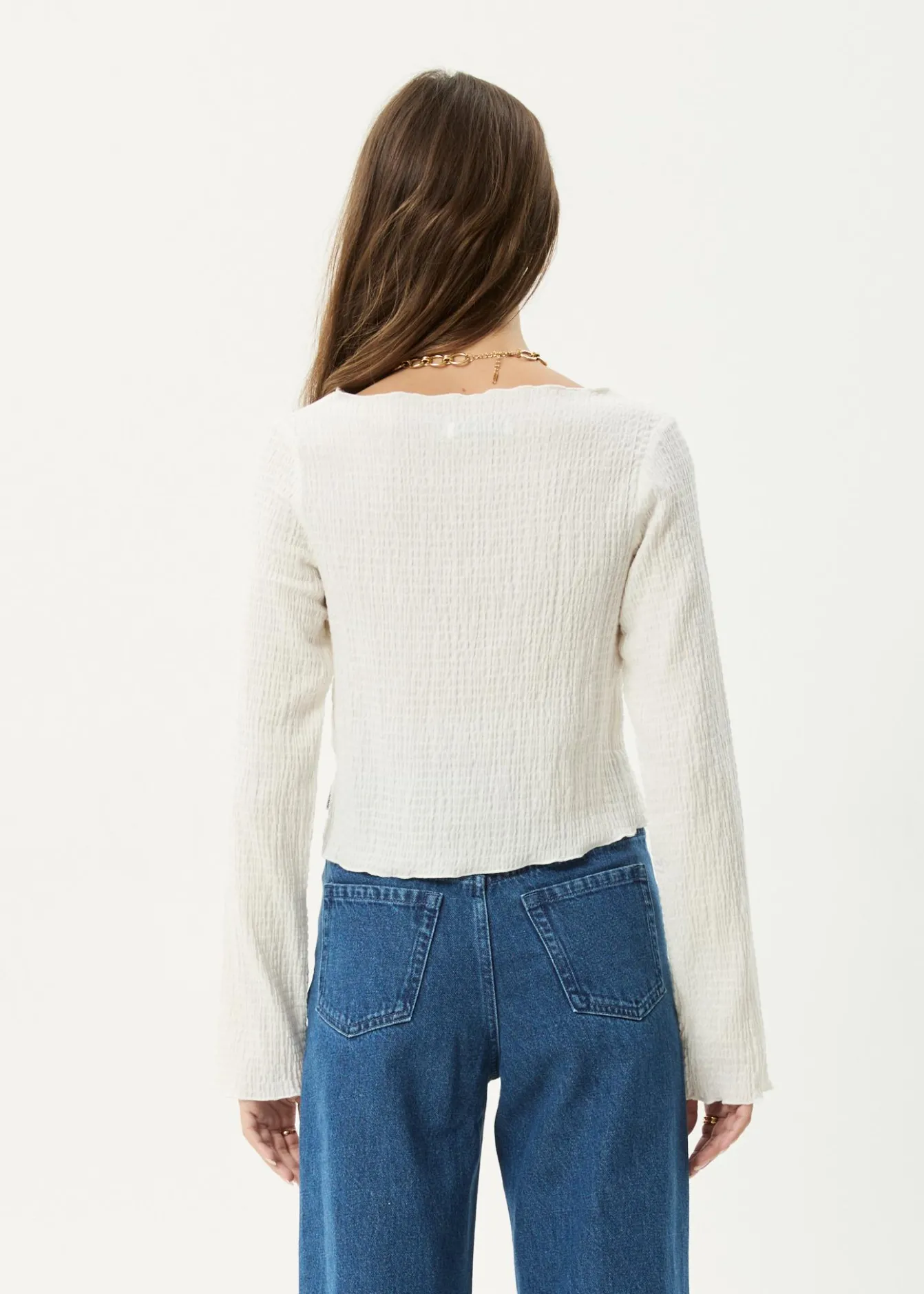 Long Sleeve<Afends Focus - Seersucker Long Sleeve Top Off White