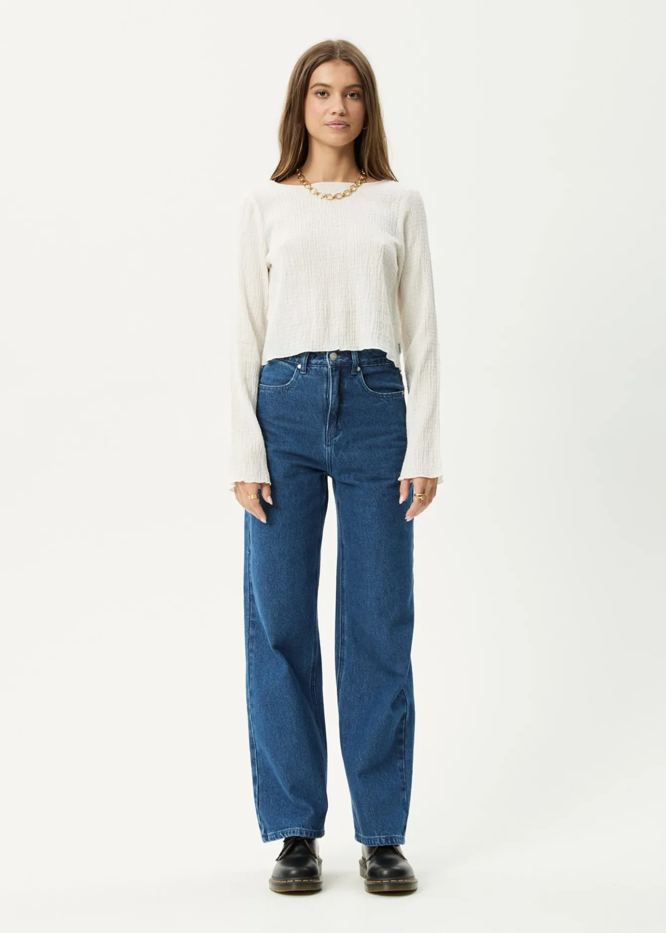 Long Sleeve<Afends Focus - Seersucker Long Sleeve Top Off White