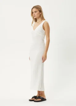 Dresses<Afends Focus  - Seersucker Maxi Dress Off White