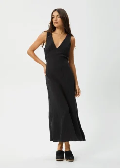Dresses<Afends Focus - Seersucker Maxi Dress Black