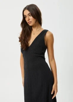 Dresses<Afends Focus  - Seersucker Maxi Dress Black