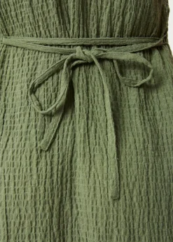 Dresses<Afends Focus - Seersucker Maxi Dress Oil Green
