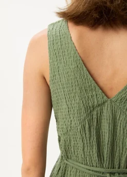 Dresses<Afends Focus - Seersucker Maxi Dress Oil Green