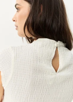 Tees & Shirts<Afends Focus  - Seersucker Mock Neck Top Off White