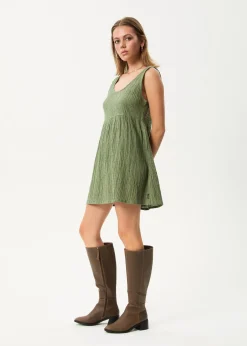 Dresses<Afends Focus Jesse - Seersucker Mini Dress Oil Green