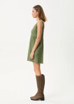 Dresses<Afends Focus Jesse - Seersucker Mini Dress Oil Green