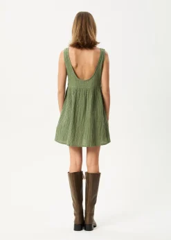 Dresses<Afends Focus Jesse - Seersucker Mini Dress Oil Green