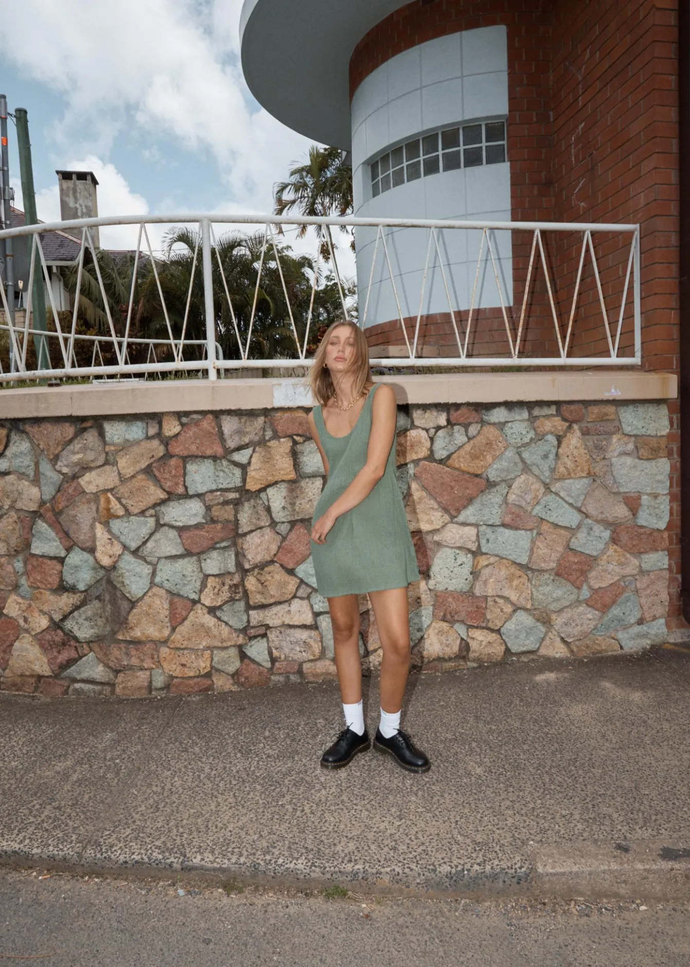 Dresses<Afends Focus Jesse - Seersucker Mini Dress Oil Green
