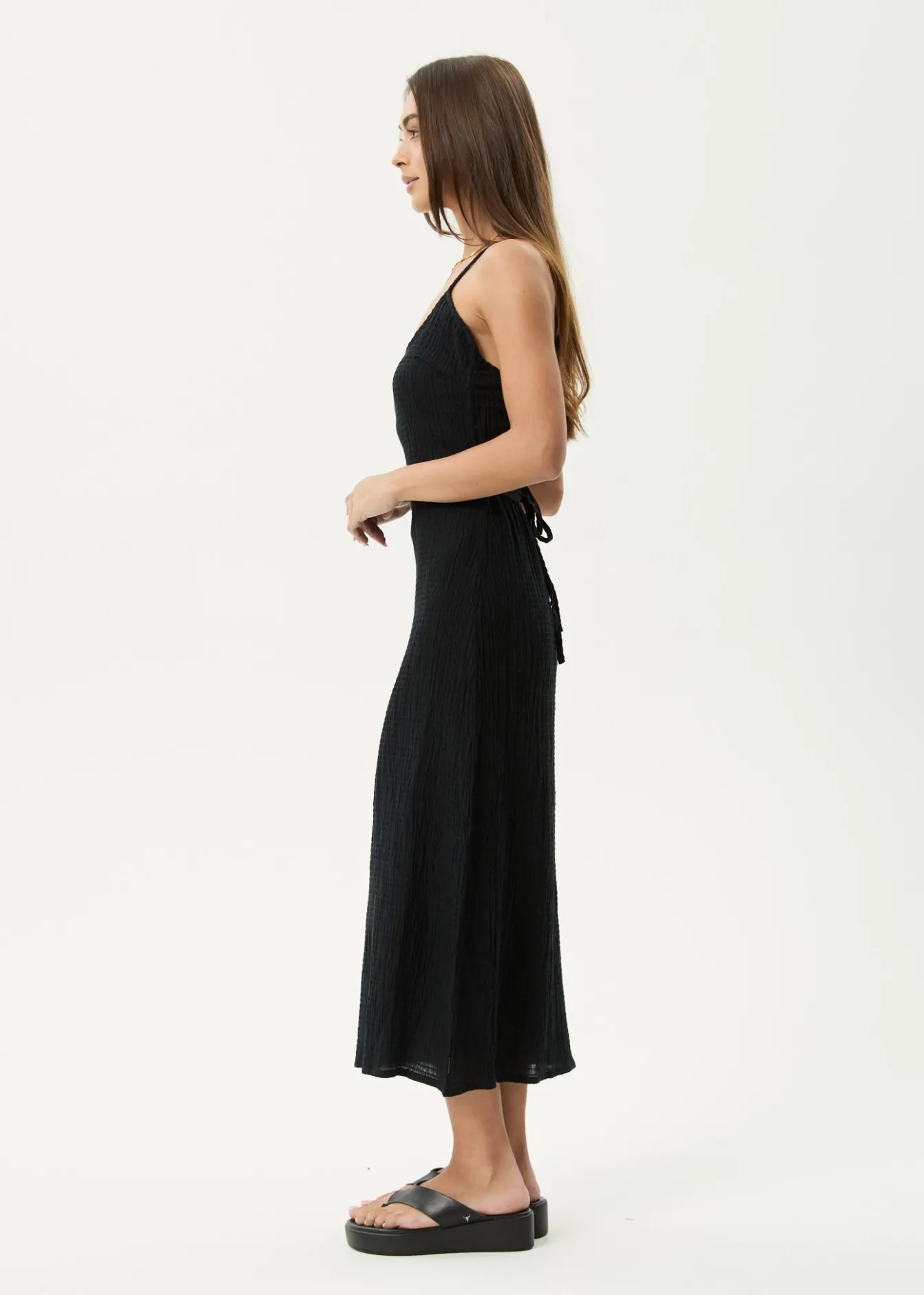 Dresses<Afends Focus Rumi - Seersucker Midi Dress Black