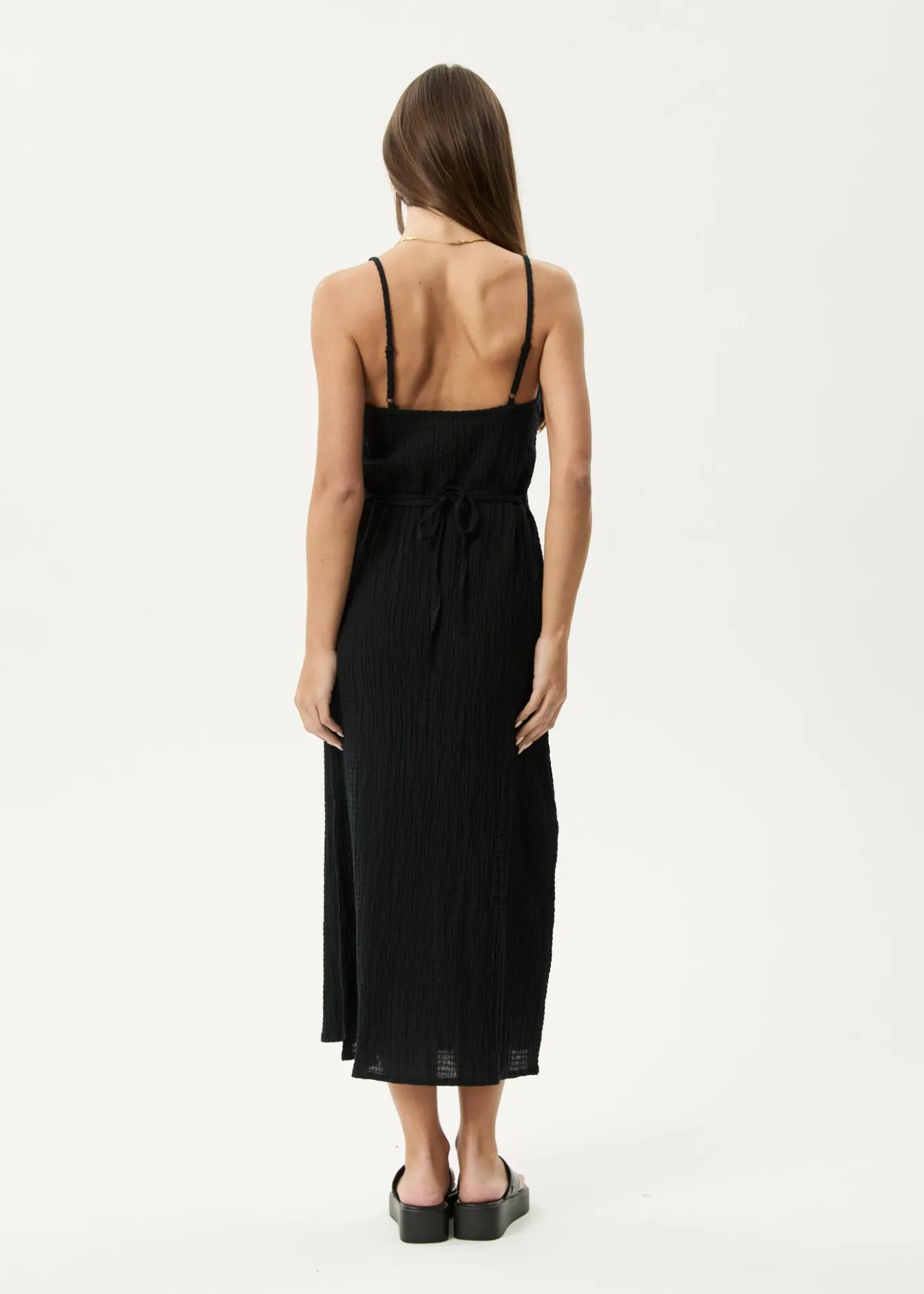 Dresses<Afends Focus Rumi - Seersucker Midi Dress Black
