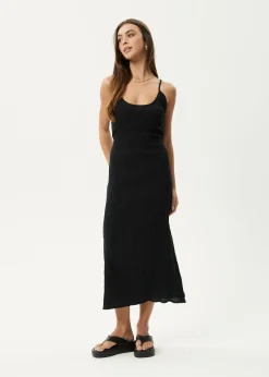Dresses<Afends Focus Rumi - Seersucker Midi Dress Black
