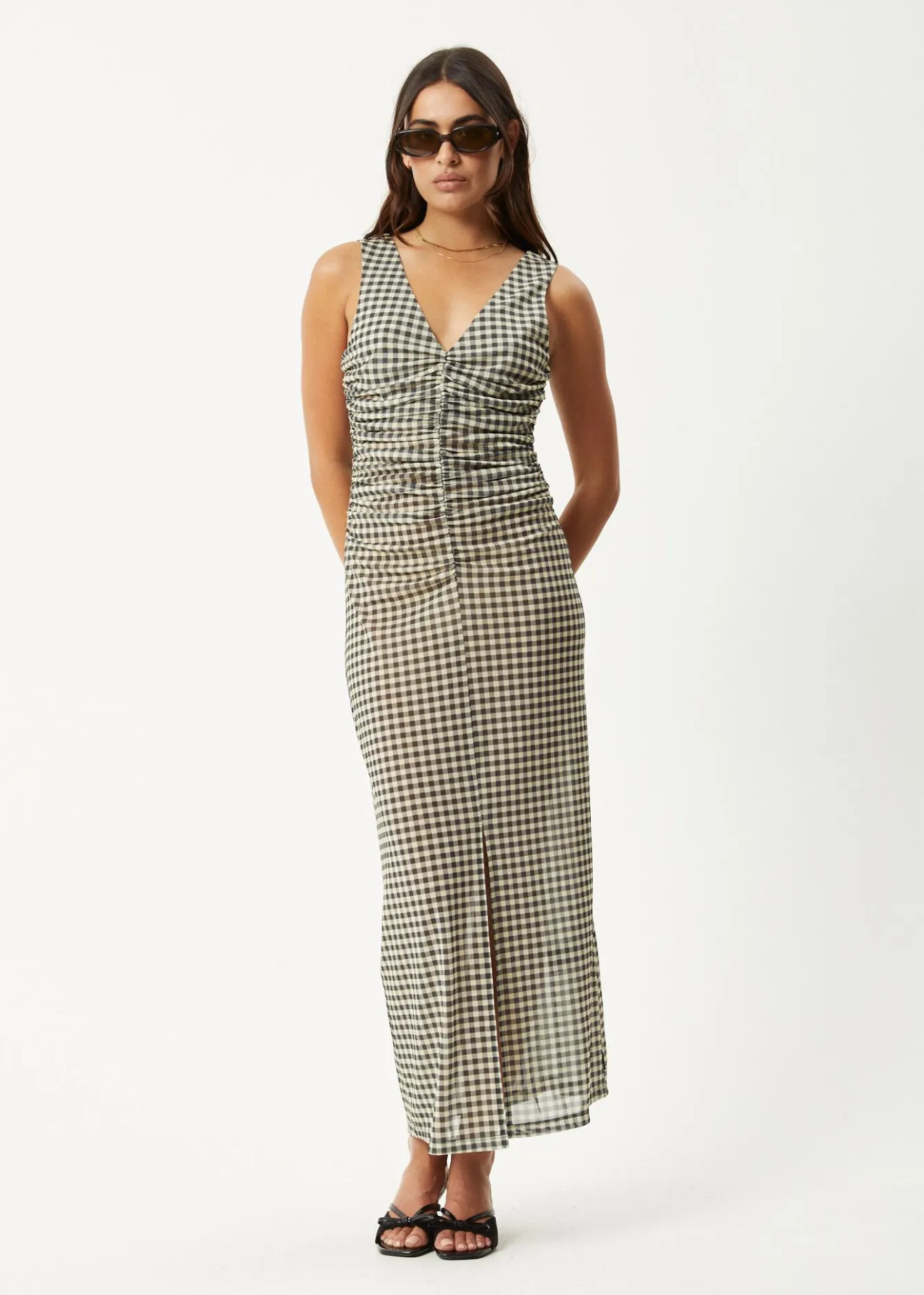 Dresses<Afends Gambet - Sheer Maxi Dress Black / Sand