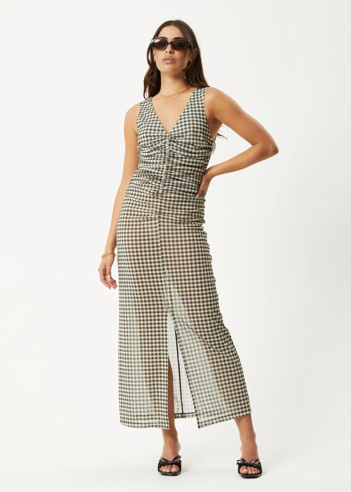 Dresses<Afends Gambet - Sheer Maxi Dress Black / Sand