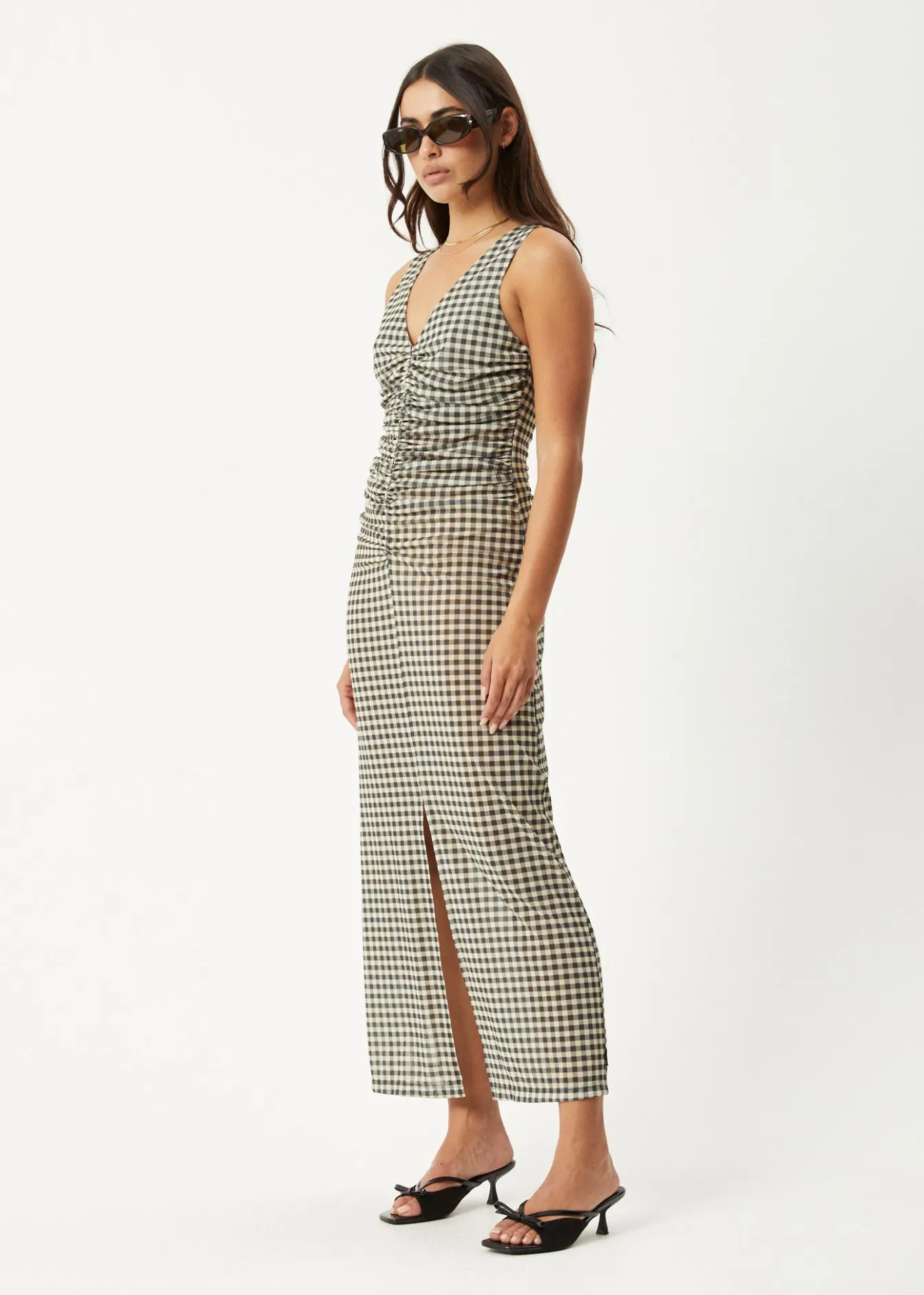 Dresses<Afends Gambet - Sheer Maxi Dress Black / Sand