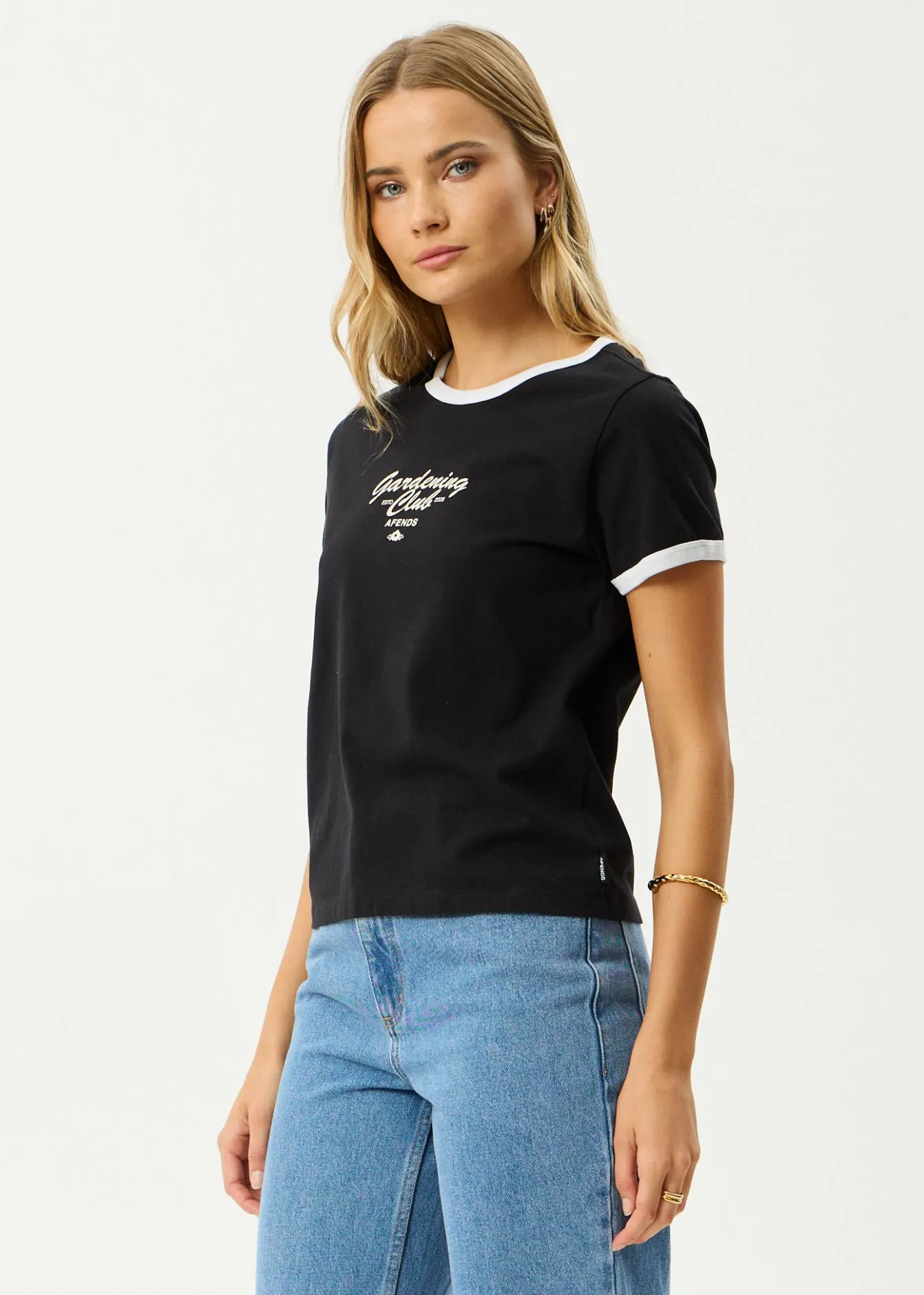 Tees & Shirts<Afends Gardening Club - Ringer Tee Black