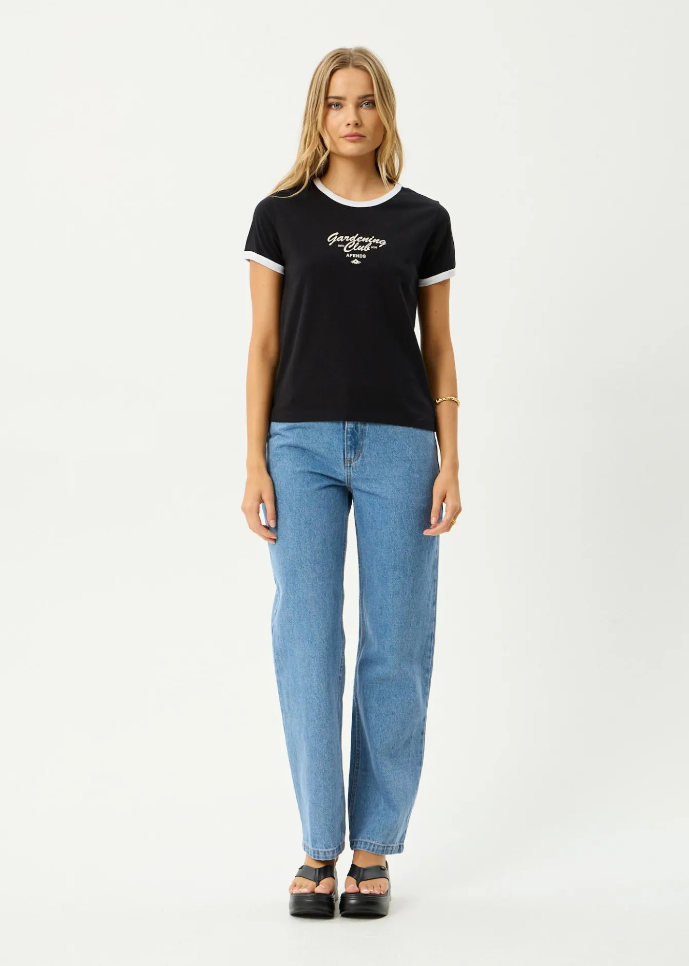Tees & Shirts<Afends Gardening Club - Ringer Tee Black
