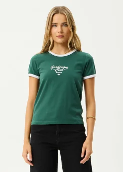 Tees & Shirts<Afends Gardening Club  - Ringer  Tee Hunter Green