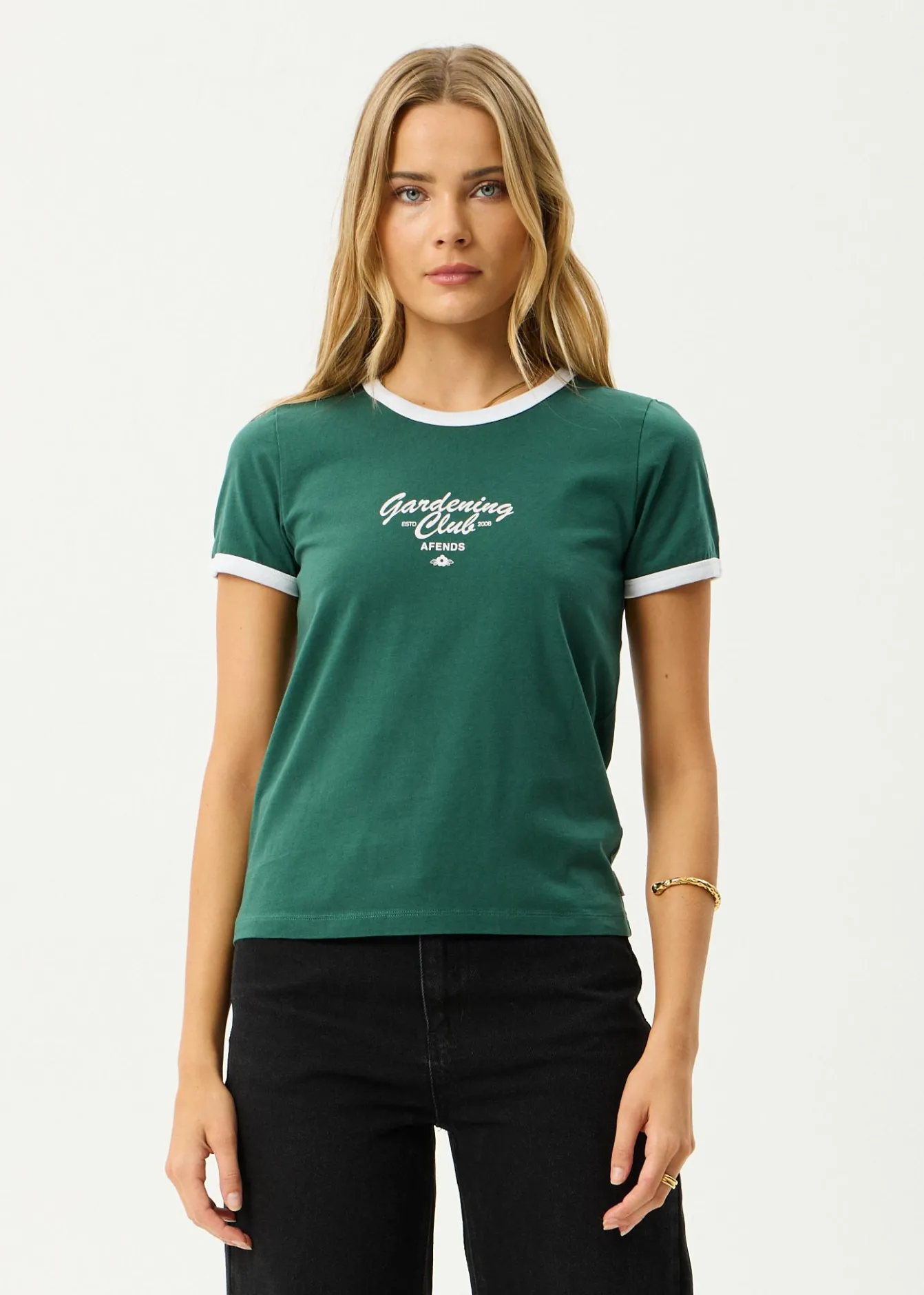 Tees & Shirts<Afends Gardening Club - Ringer Tee Hunter Green