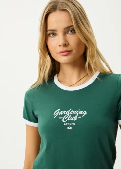 Tees & Shirts<Afends Gardening Club  - Ringer  Tee Hunter Green
