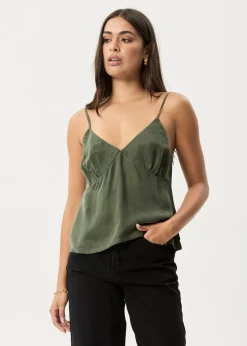 Sleeveless<Afends Gemma  - Cupro Cami Top Deep Green