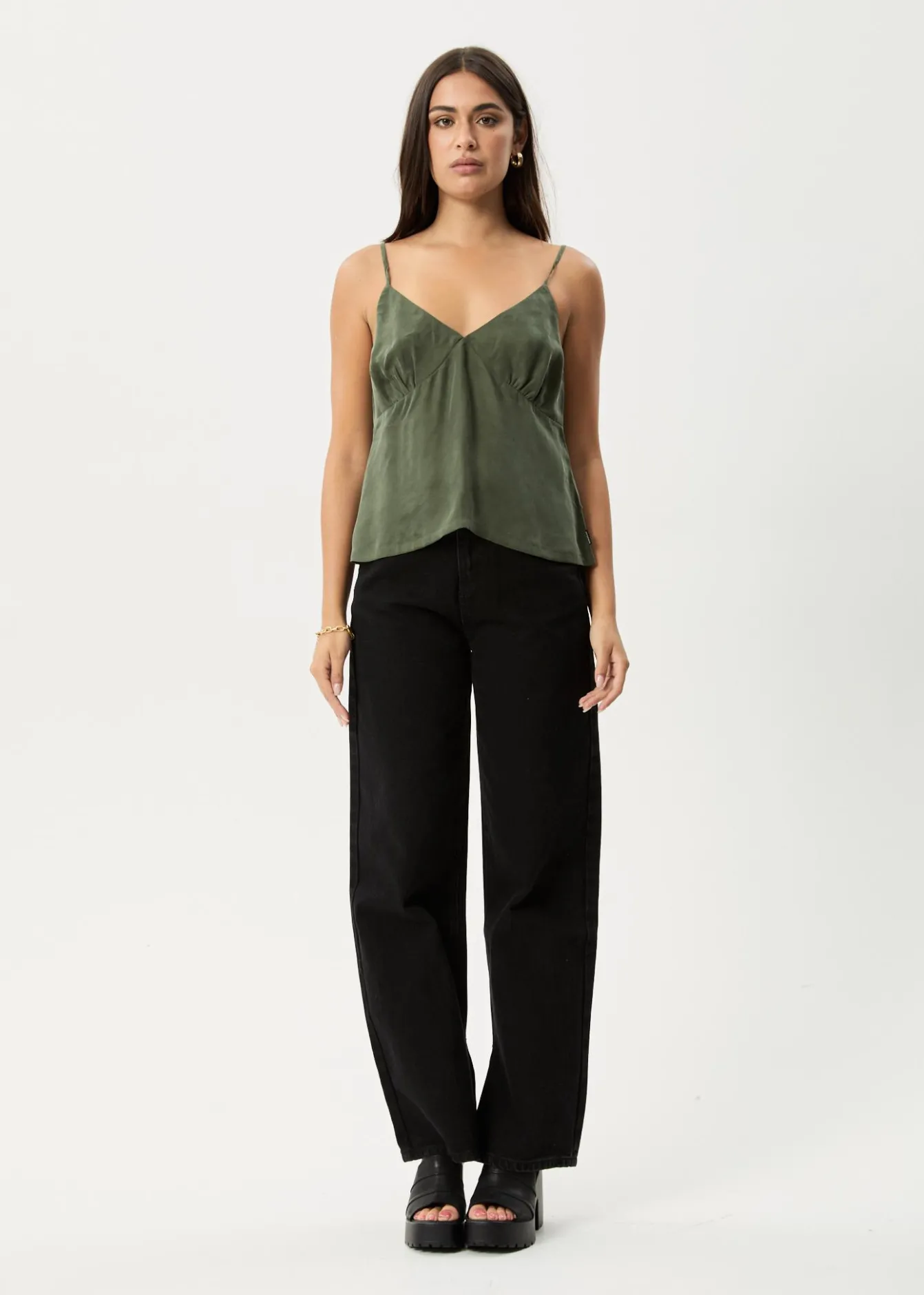 Sleeveless<Afends Gemma - Cupro Cami Top Deep Green