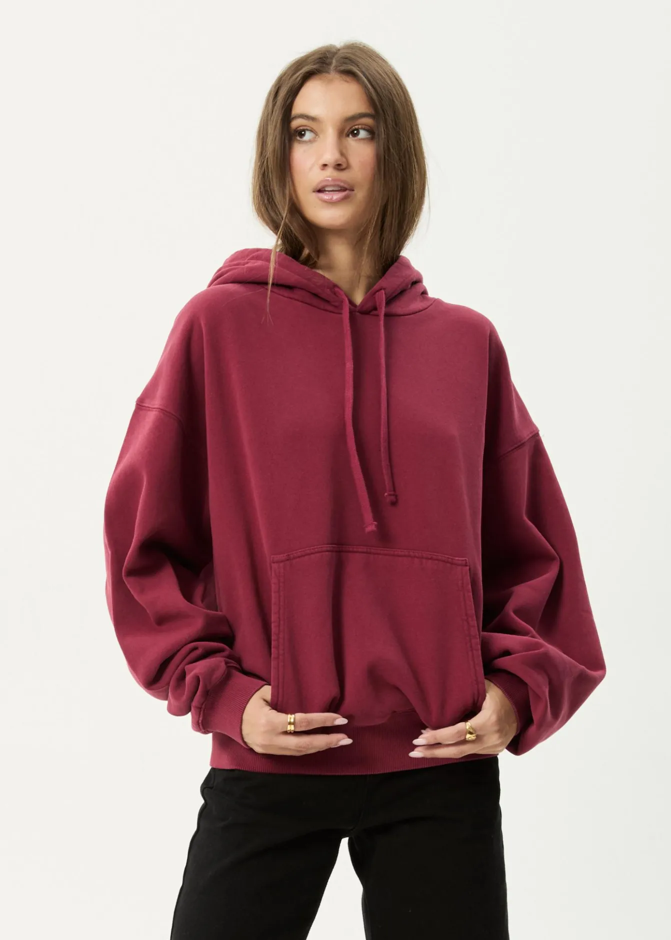 Sweaters & Hoodies|Outerwear<Afends Genesis - Boxy Hoodie Washed Burgundy