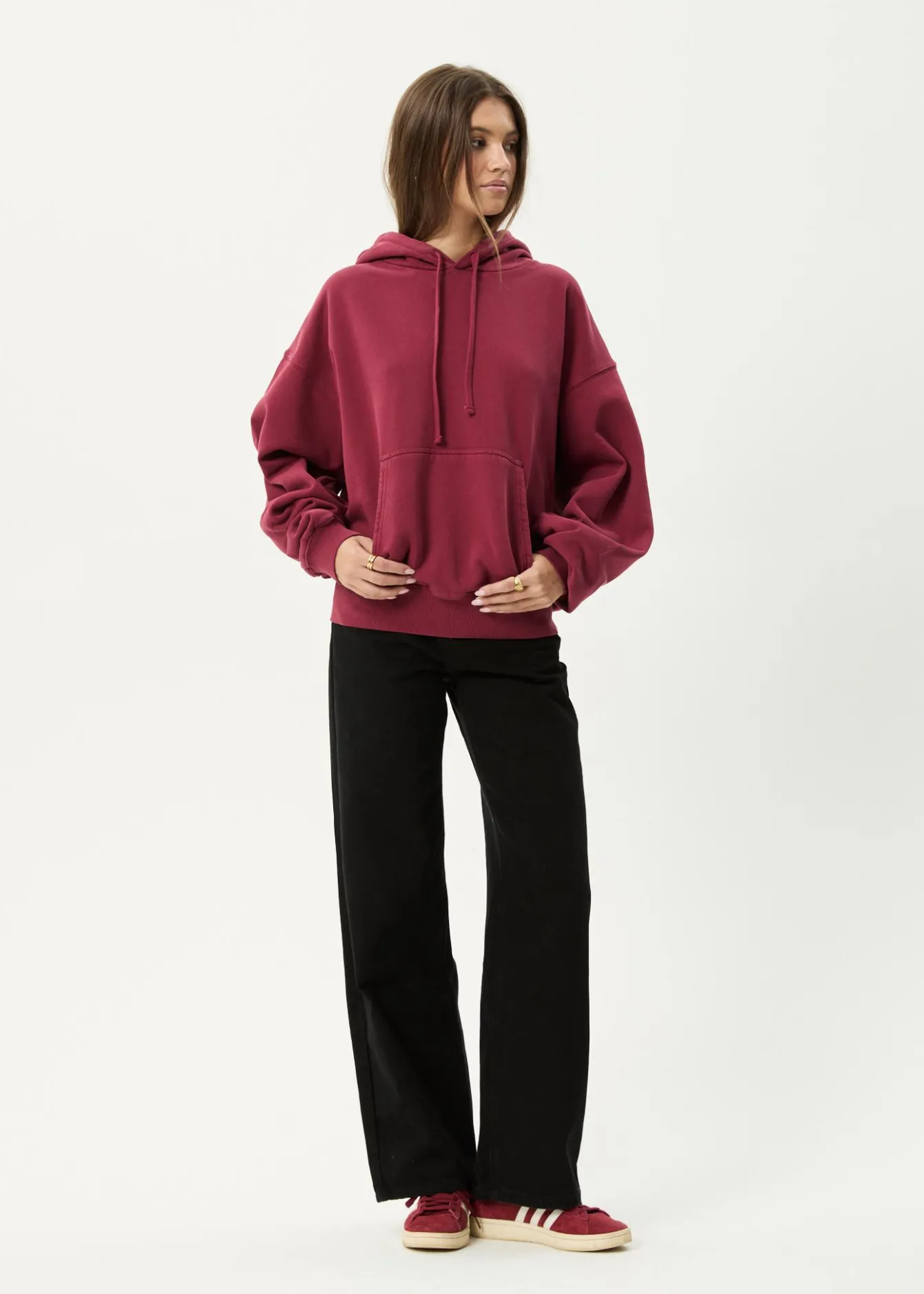 Sweaters & Hoodies|Outerwear<Afends Genesis - Boxy Hoodie Washed Burgundy