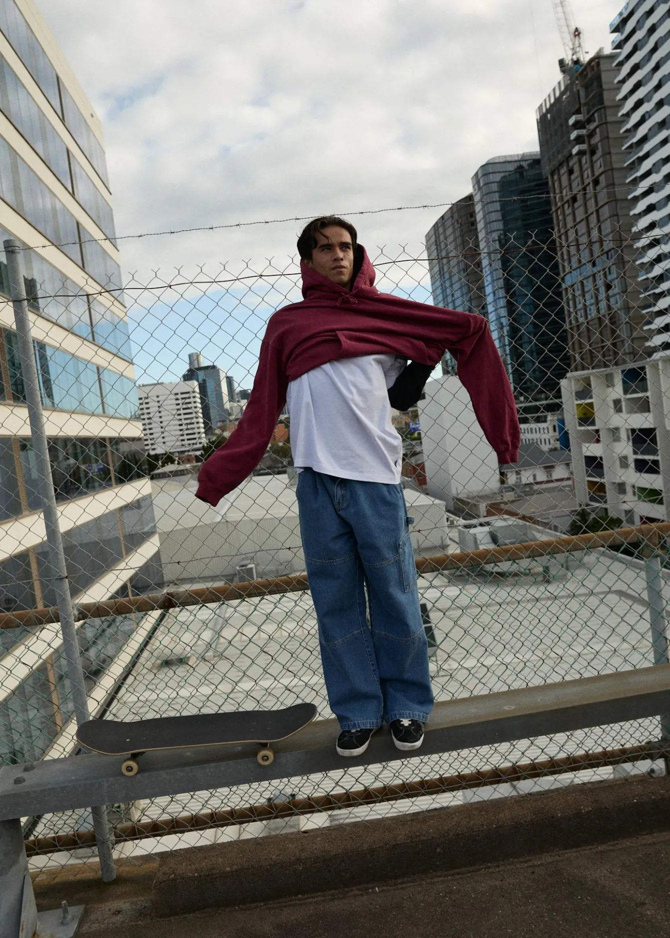 Sweaters & Hoodies|Outerwear<Afends Genesis - Boxy Hoodie Washed Burgundy