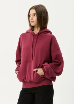Sweaters & Hoodies|Outerwear<Afends Genesis - Boxy Hoodie Washed Burgundy