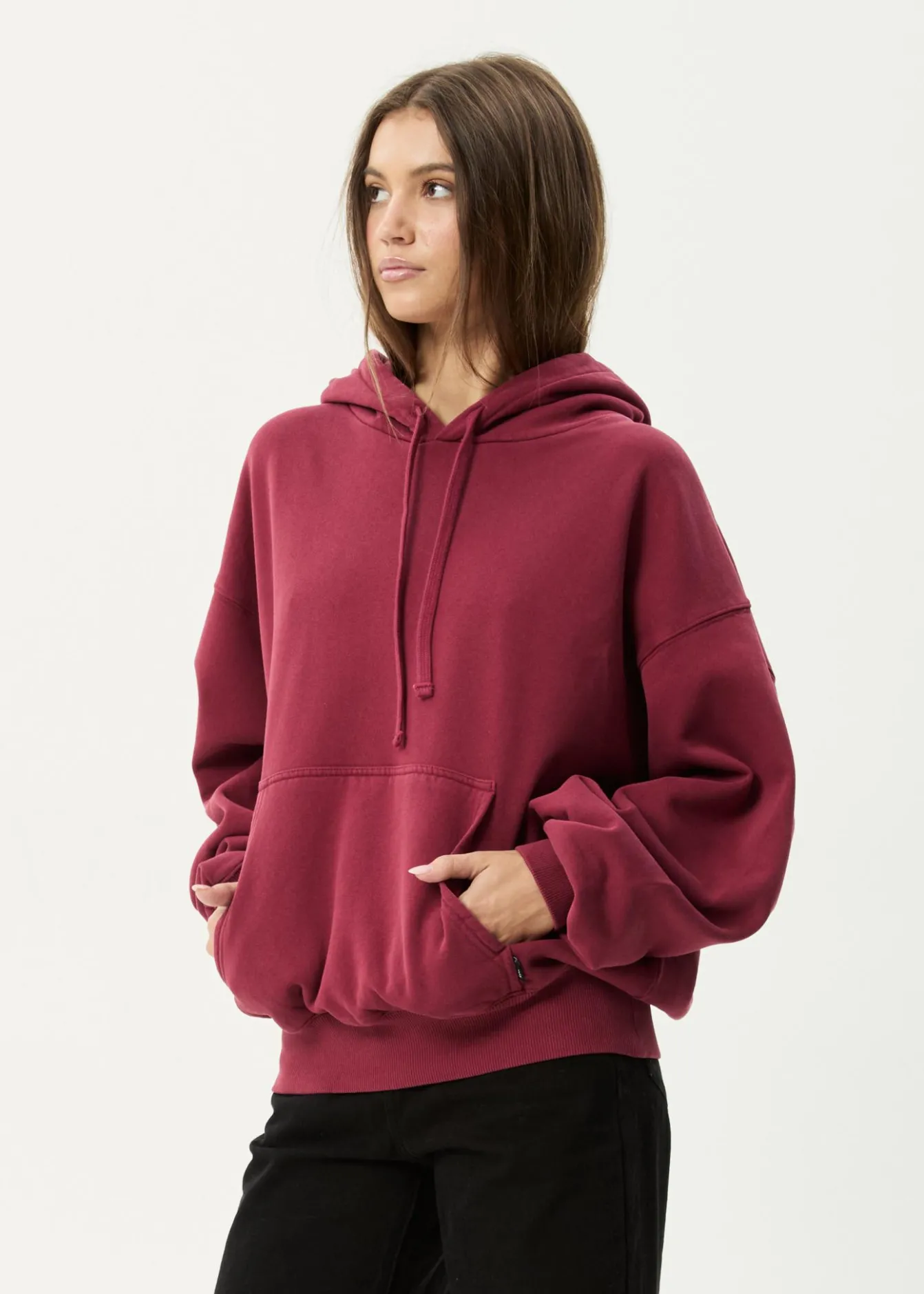 Sweaters & Hoodies|Outerwear<Afends Genesis - Boxy Hoodie Washed Burgundy