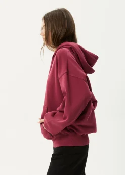 Sweaters & Hoodies|Outerwear<Afends Genesis - Boxy Hoodie Washed Burgundy