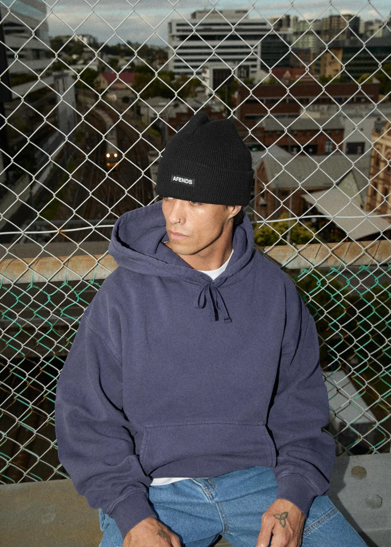 Sweaters & Hoodies|Outerwear<Afends Genesis - Boxy Hoodie Washed Deep Sea