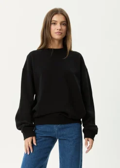 Sweaters & Hoodies|Long Sleeve<Afends Genesis  - Crew Neck Jumper Black